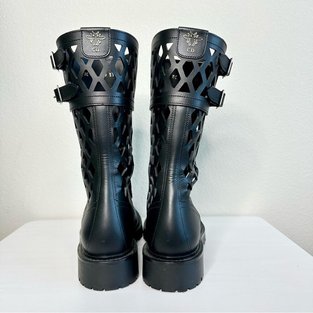 Christian Dior Laser Cut D Trap Boots Black Leather Size 37 - Picture 6 of 14